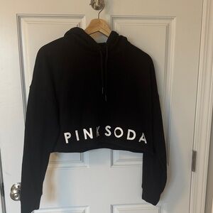 Pink Soda Black Cropped Hoodie